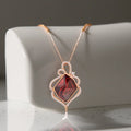 Garnet Crystal Rose Gold Necklace – 14K Plated